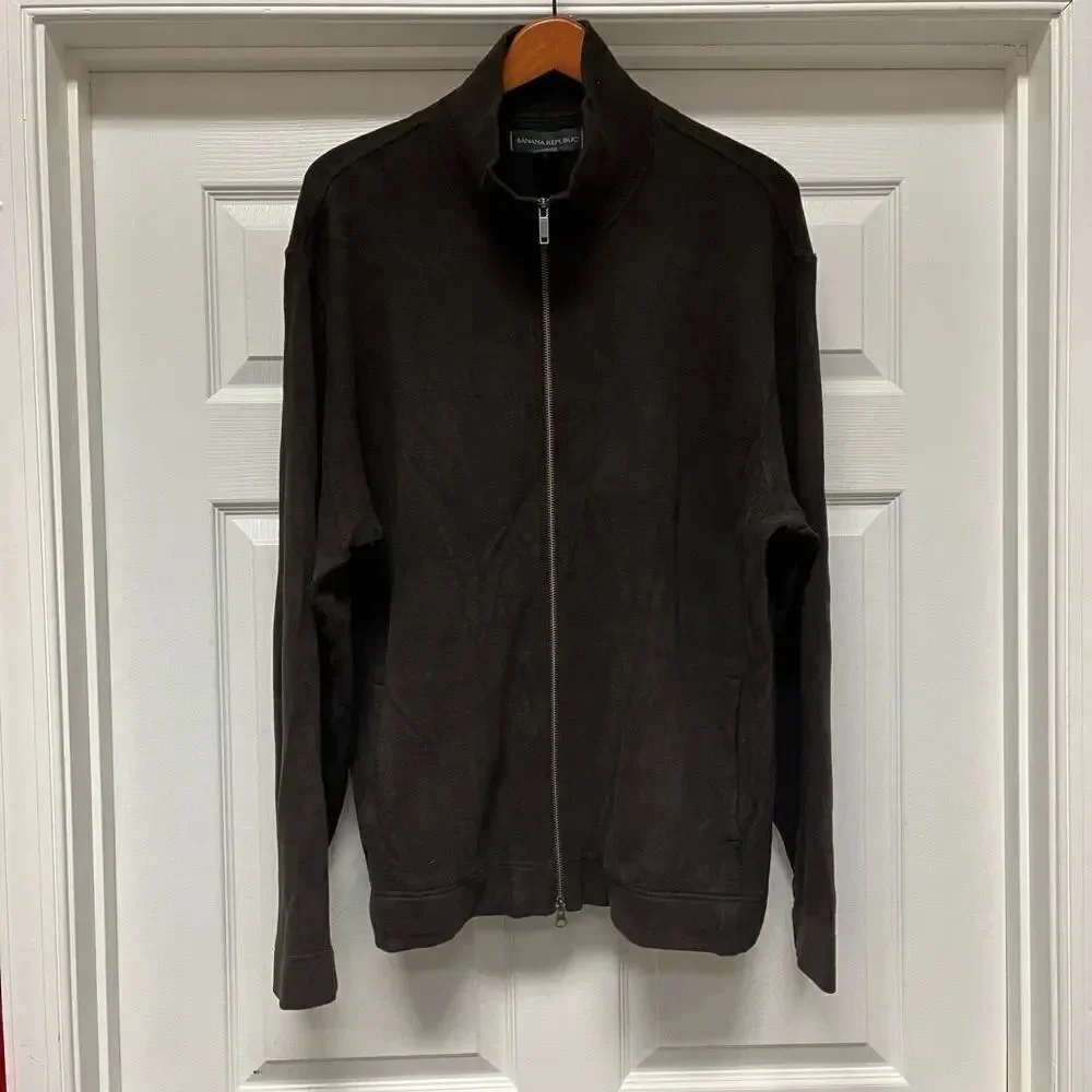 Banana Republic Brown Mock Neck Zip Up Sweater sz XL EUC